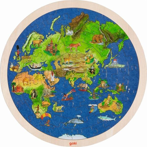goki Einlegepuzzle Weltkugel, 57 Teile