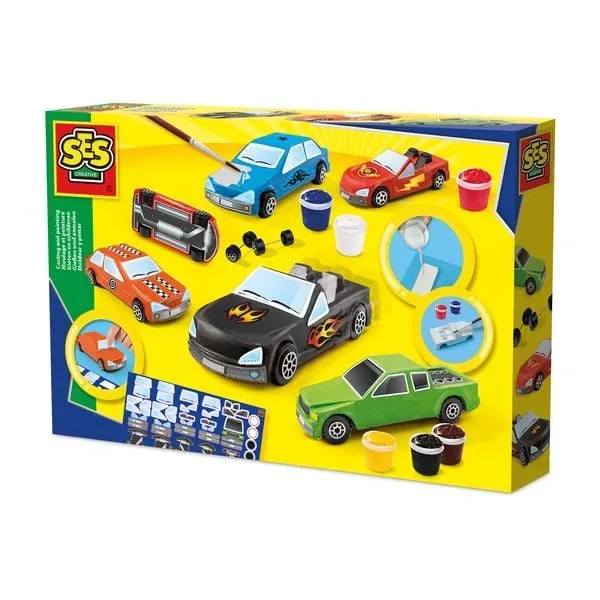 SES CREATIVE Gips- und Malset Autos Gießen und Anmalen