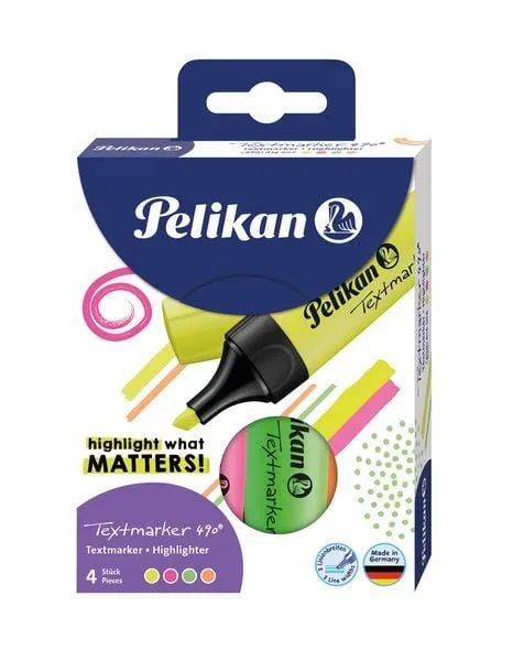 Pelikan Textmarker 490, 4er-Set, sortiert