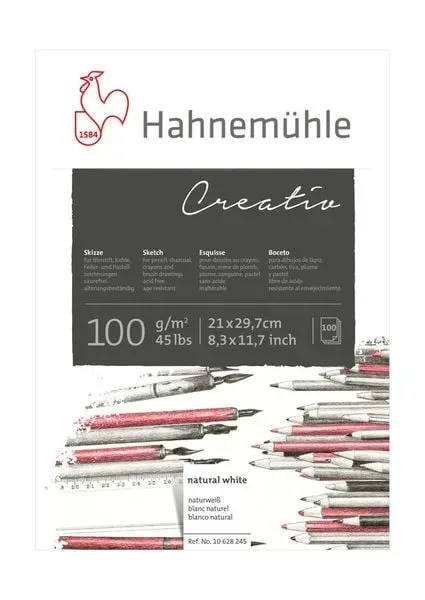 HAHNEMÜHLE Skizzenblock Creativ A4 10628245 weiss, 100g 100 Blatt