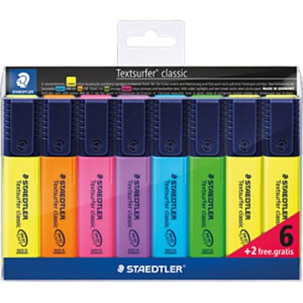 Staedtler Textmarker Textsurfer® classic 8 St./Pack. Gelb, Rot, Pink, Blau, Türkis, Orange, Grün, Violett 1 mm, 5 mm