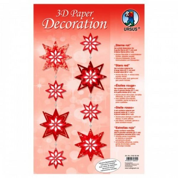 URSUS Papier-Deko 3D Sterne rot