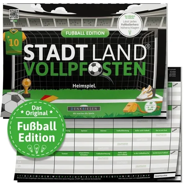 Denkriesen Stadt Land Vollpfosten A4 Block Fussball Edition -DE-