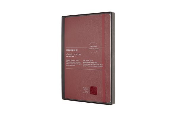 Moleskine Notizbuch - Ledereinband Large, A5, Liniert, Soft Cover, Bordeauxrot