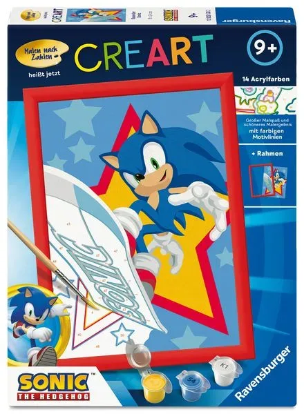 CreArt, Malen nach Zahlen Kinder Sonic the Hedgehog - Rasender Sonic