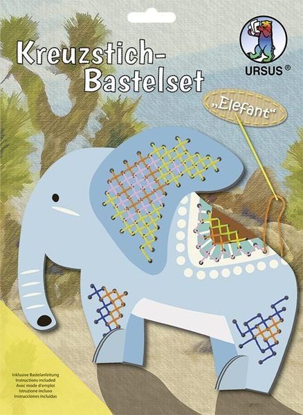 URSUS® Kreuzstich-Bastelset ELEFANT 3-teilig