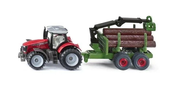 SIKU BLISTER Massey Ferguson mit Forstanhänger, Modellfahrzeug