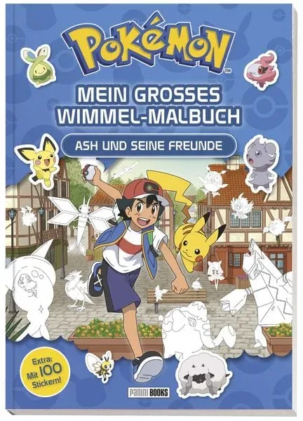 Panini - Pokémon: Mein großes Wimmel-Malbuch - Ash und seine Freunde, Multicolor
