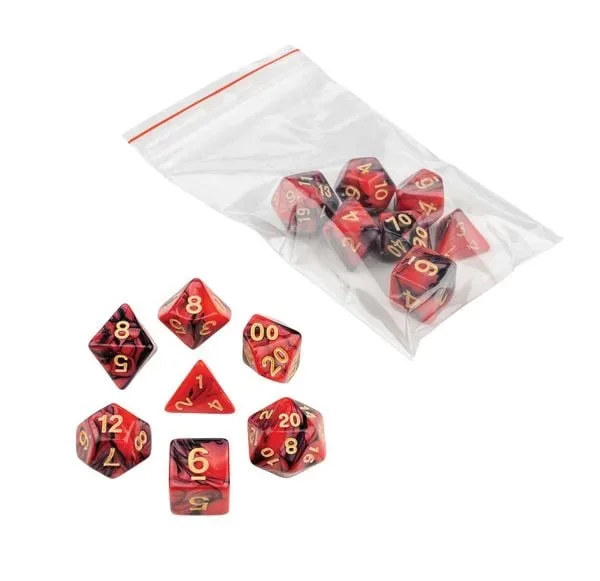 Würfel, oblivion, rot, 7er Beutel