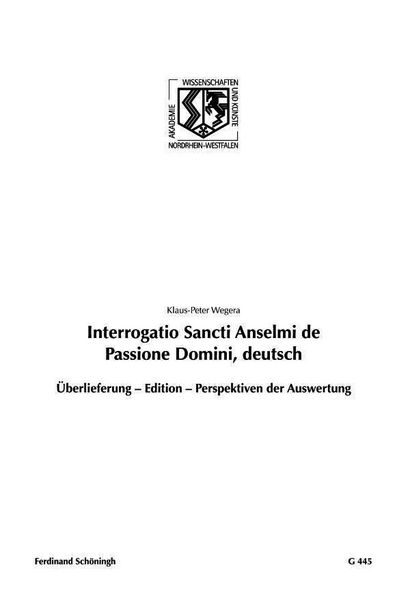 Interrogatio Sancti Anselmi de Passione Domini, deutsch