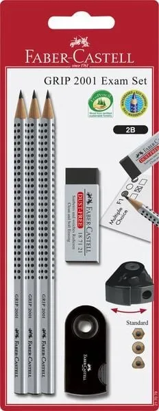 FABER-CASTELL Bleistift Grip 2001 217079 silber/schwarz 3 St&uuml;ck