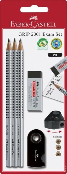 FABER-CASTELL Bleistift Grip 2001 217079 silber/schwarz 3 St&uuml;ck