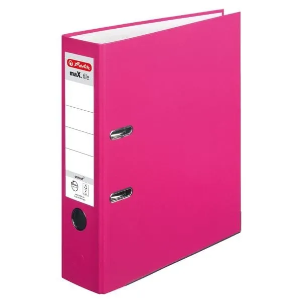 herlitz maX.file Ordner DIN A4 80 mm Rosa 2 Ringe Pappkarton, PP (Polypropylen) Texturiert Hochformat