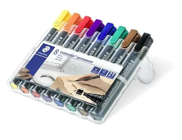 STAEDTLER Lumocolor permanent marker 350, 10 Stück, 8er Set, farbsortiert