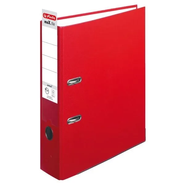 herlitz maX.file Ordner DIN A4 80 mm Rot 2 Ringe Pappkarton, PP (Polypropylen) Texturiert Hochformat