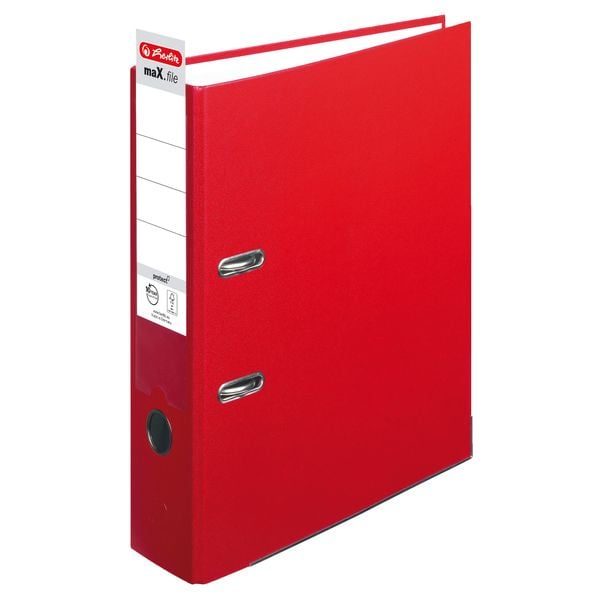 herlitz maX.file Ordner DIN A4 80 mm Rot 2 Ringe Pappkarton, PP (Polypropylen) Texturiert Hochformat