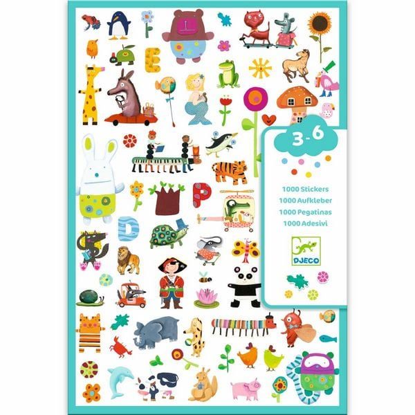 Djeco Riesen-Sticker-Set FOR LITTLE ONES mit 1000 Stickern in bunt