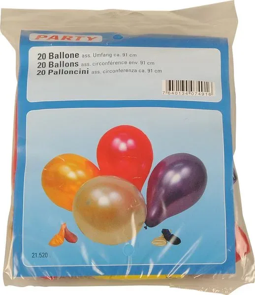 PARTY Ballone, Umfang 91 cm metallic sortiert 20 Stück