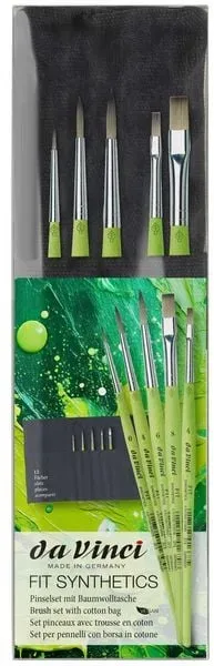 da Vinci Pinselset FIT SYNTHETICS Pinsel mit Baumwolltasche, Größe 0