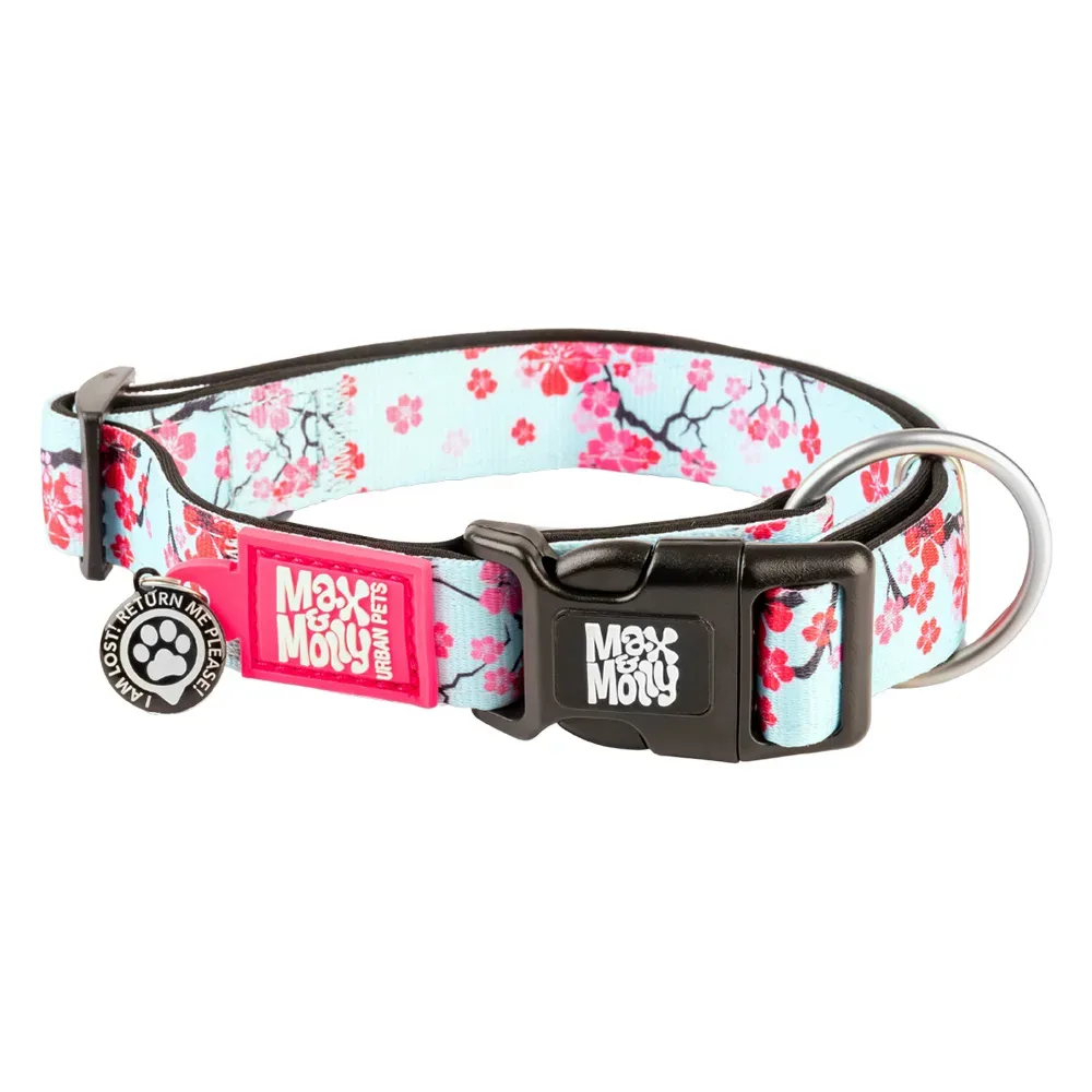 Max & Molly Smart ID Halsband Cherry Bloom - M: 34-55cm Halsumfang
