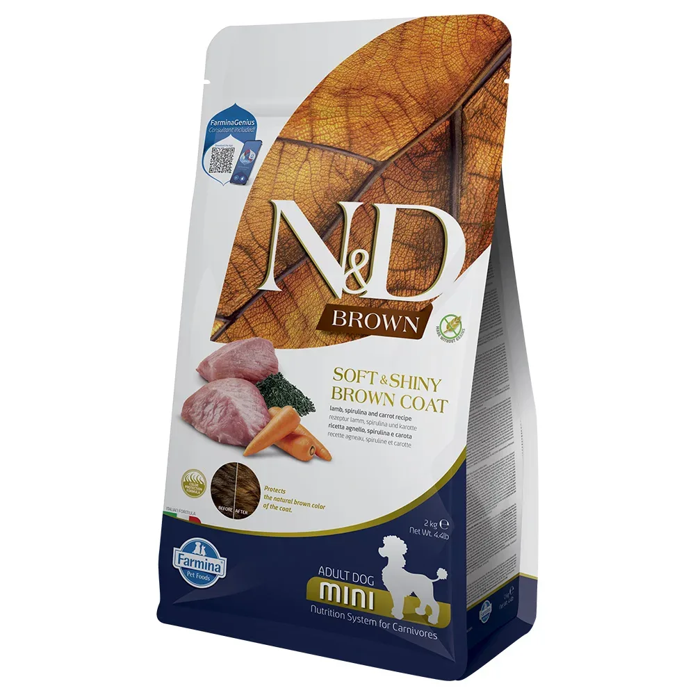 Farmina N&D Dog Brown Adult Mini Lamm, Karotte & Spirulina - Sparpaket: 3 x 2 kg