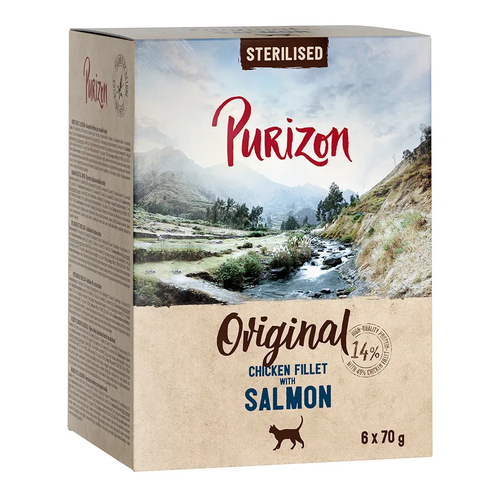 Purizon Adult Sterilised 6 x 70 g - getreidefrei - Hühnerfilet mit Truthahn