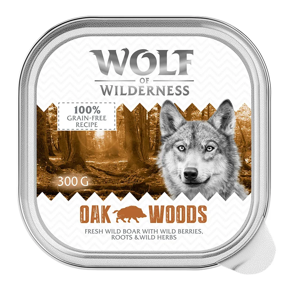 Wolf of Wilderness Adult - Single Protein 6 / 24 x 300 g Schale - 24 x 300 g: Oak Woods - Wildschwein