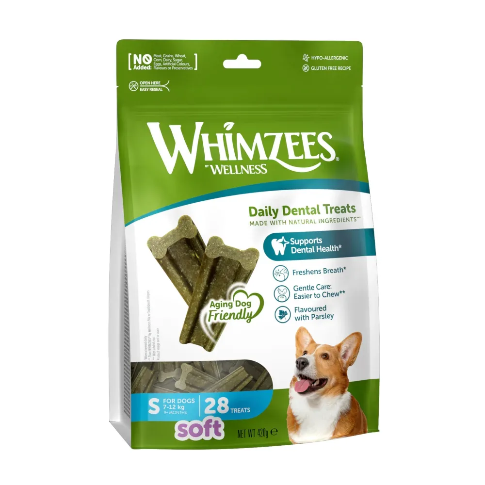 Whimzees by Wellness Soft Snacks - Grösse S: für kleine Hunde (7-12 kg, 28 Stück)
