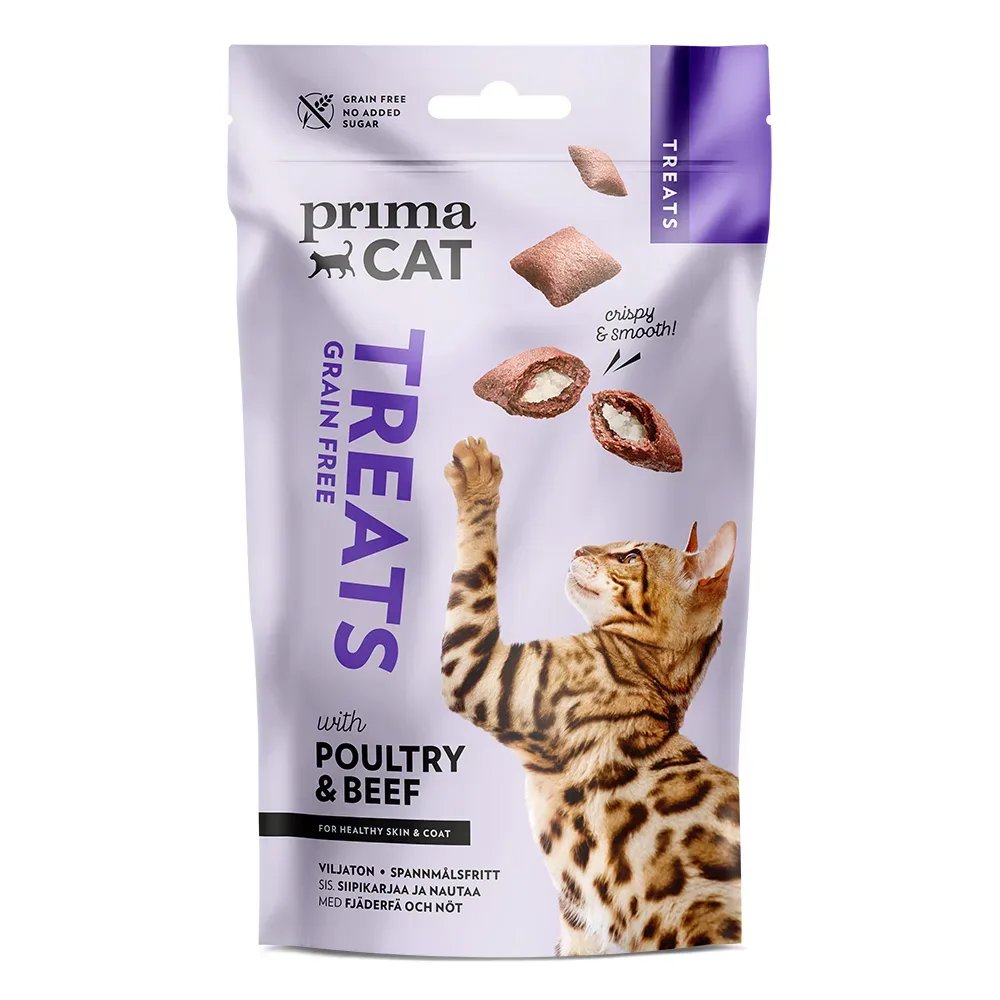 PrimaCat Crunchy Treats Skin & Coat mit Geflügel & Rind - 40 g