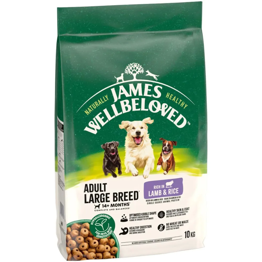 James Wellbeloved Adult Large Breed Dog Lamm & Reis - Sparpaket: 2 x 10 kg