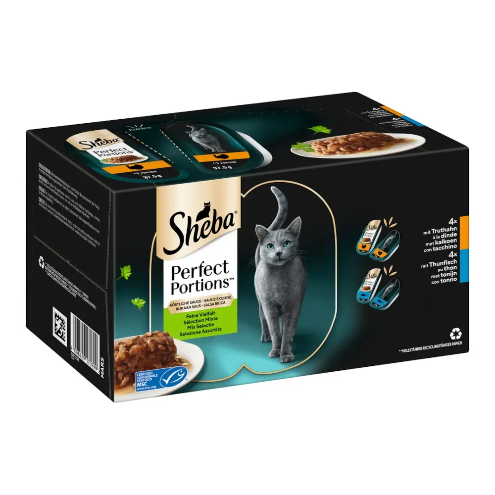 Sheba Perfect Portions 16 x 37,5 g - Truthahn & Thunfisch in Sauce