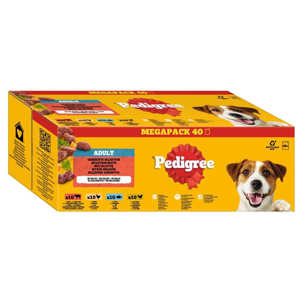 Pedigree Nassfutter Hund Adult, Multipack, Gemischte-Selektion, in Gelee 40x100 g