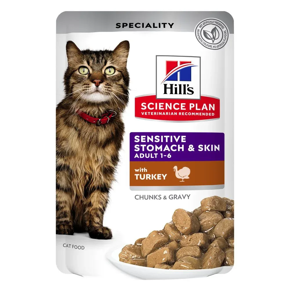 Hill's Science Plan Adult Cat Sensitive Stomach & Skin - Truthahn (24 x 85 g)