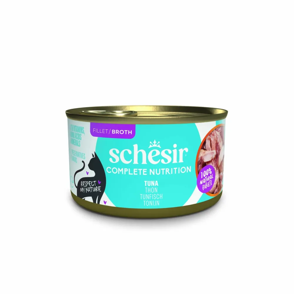 Schesir Complete Nutrition Filet in Brühe 6 x 85 g in Dosen - Thunfisch