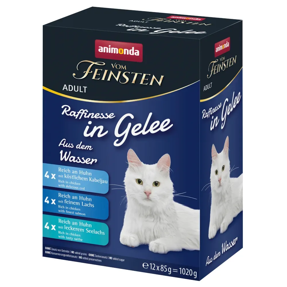 animonda vom Feinsten Adult Raffinesse in Gelee 12 x 85 g - Mixpaket Varietäten aus dem Wasser (3 Sorten)