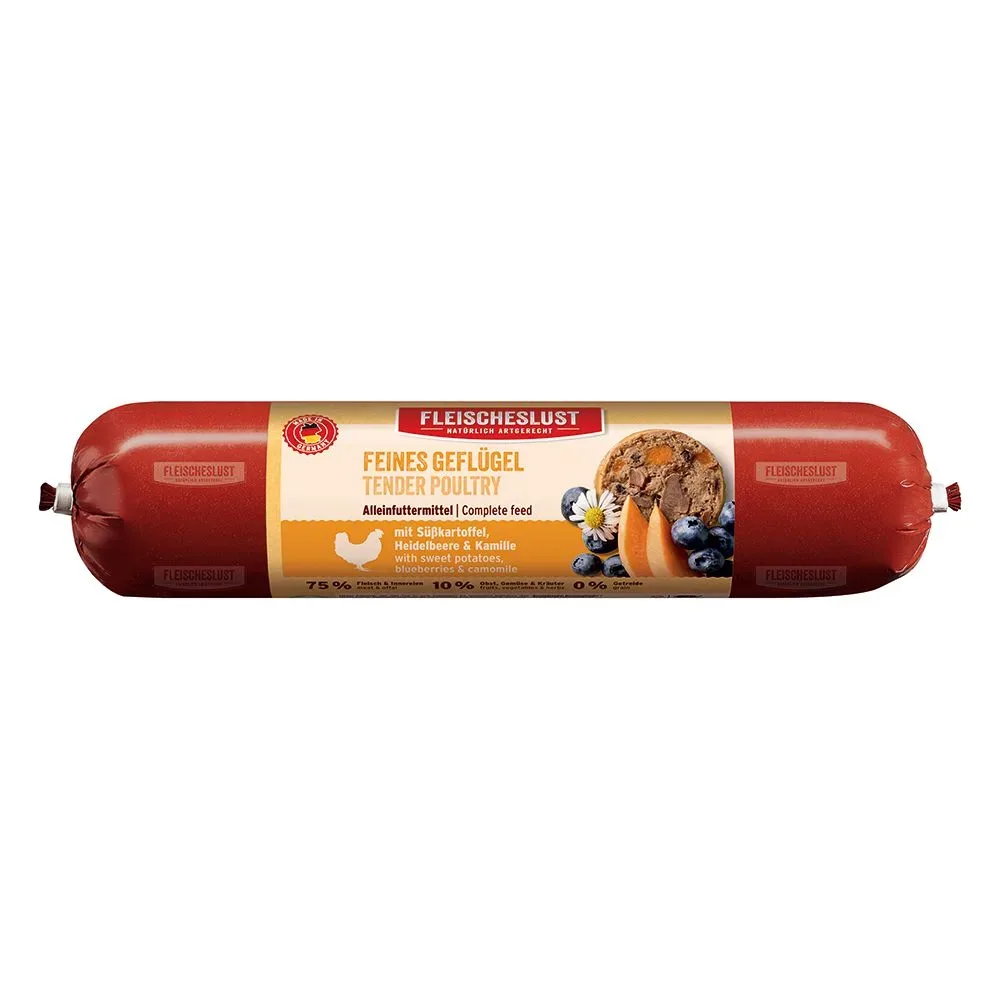 Sparpaket Fleischeslust Classic 12 x 800 g - Feines Geflügel mit Süsskartoffel, Heidelbeere & Kamille