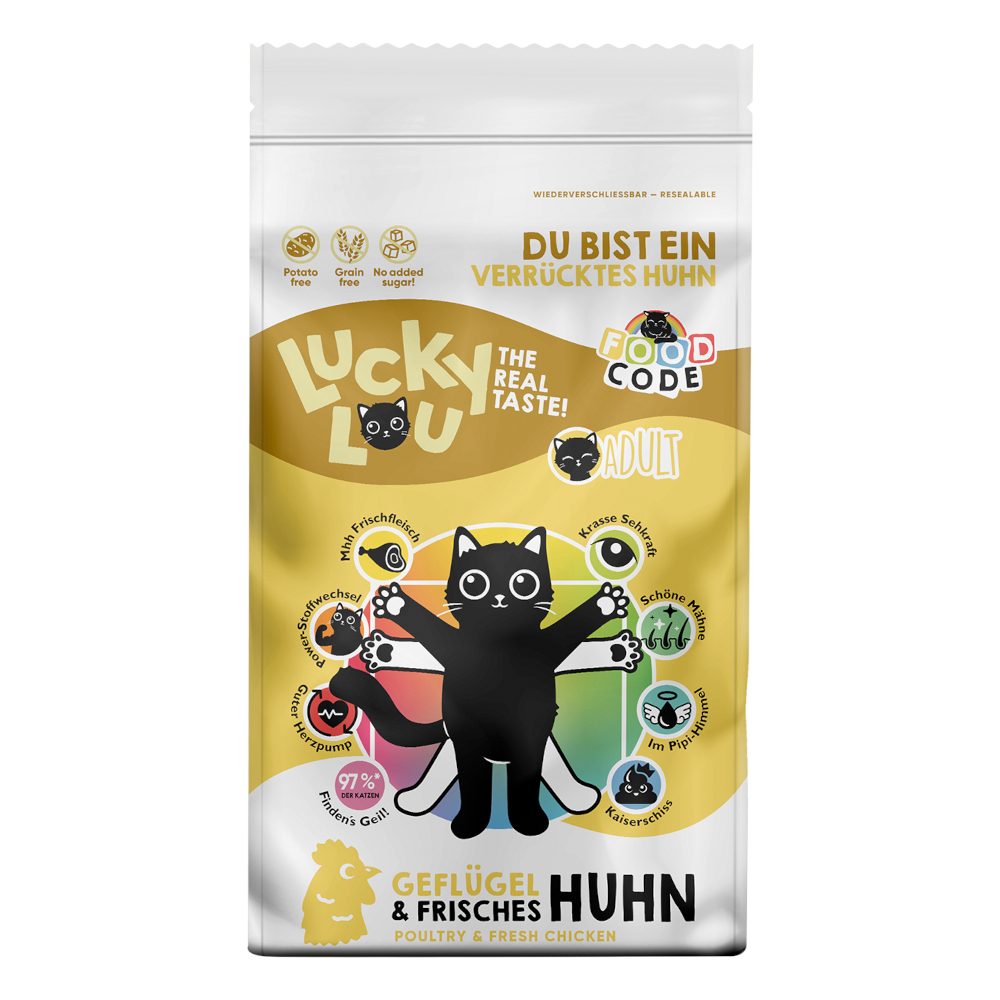 Lucky Lou Trockenfutter für Katzen, Adult Geflügel und Huhn 9 kg