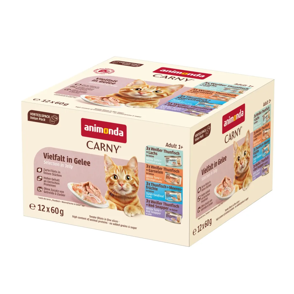 animonda Carny Adult Fine Fillets in Gelee 12 x 60 g - Mixpaket (4 Sorten)