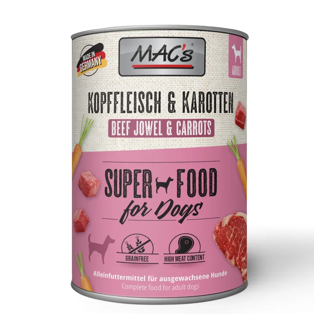 Sparpaket MAC's Adult Superfood 12 x 400 g - Kopffleisch & Karotten