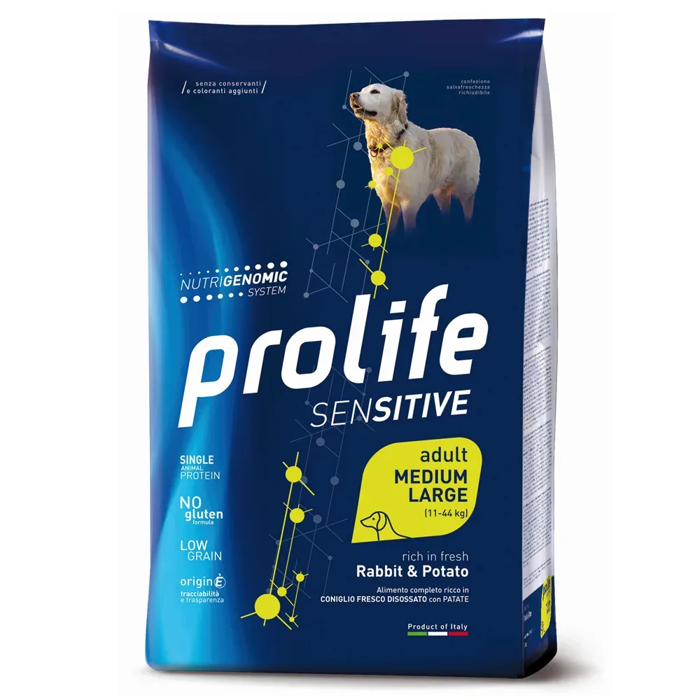 Sparen im Multipack! 2 x Prolife - 2 x 10 kg Sensitive Adult Medium/Large Rabbit & Kartoffeln