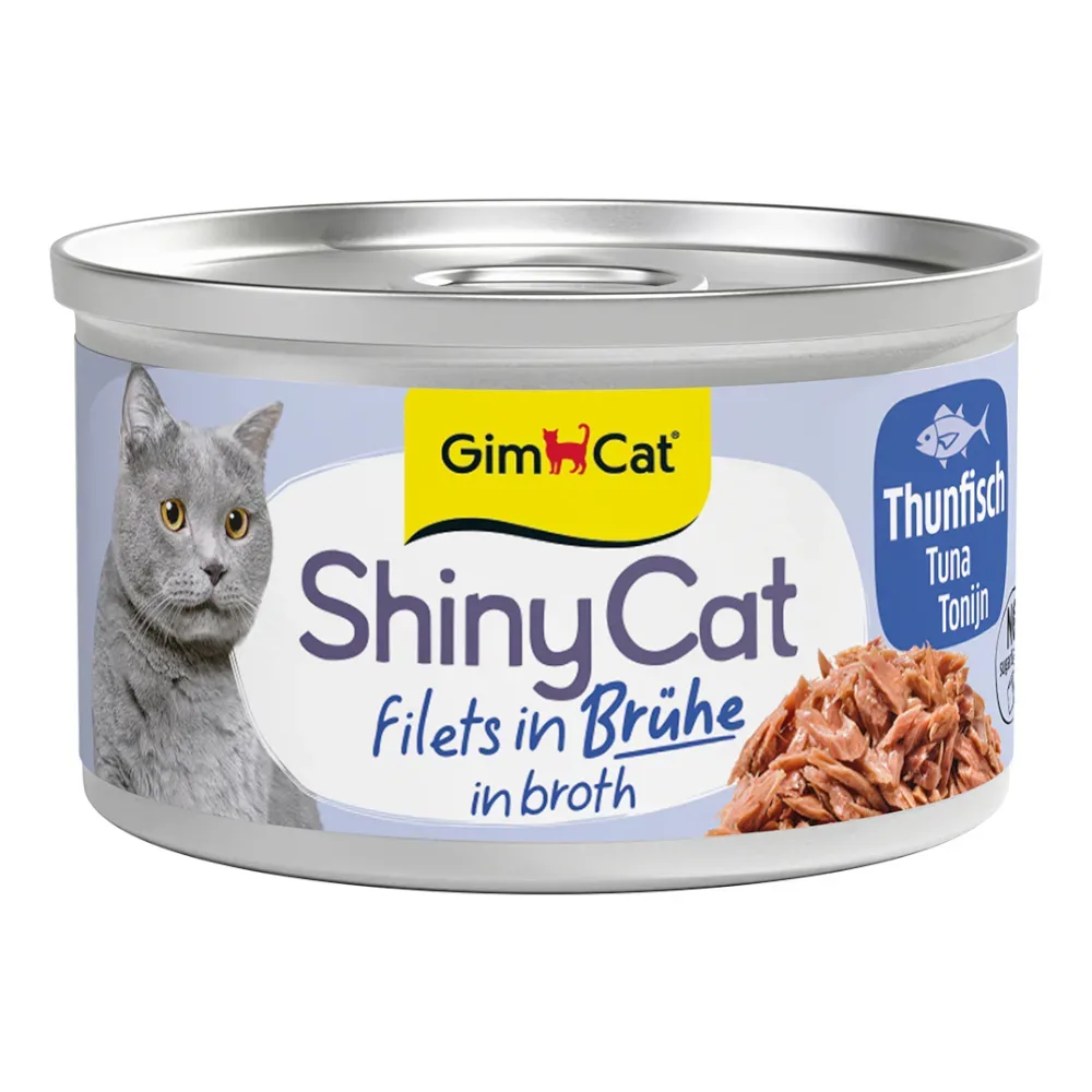 Sparpaket GimCat ShinyCat Filet in Brühe 12 x 70 g - Thunfisch