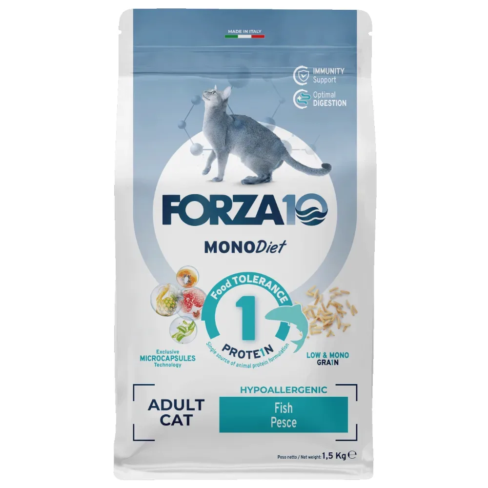 Forza 10 Mono Diet Adult Cat mit Fisch - Sparpaket: 3 x 1,5 kg