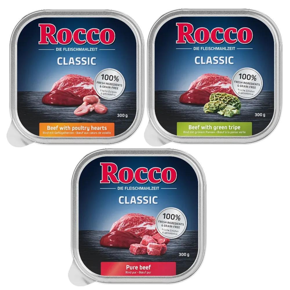 Rocco Probiermix 9 x 300 g - Classic 1: Rind pur, Rind/Pansen, Rind/Geflügelherzen
