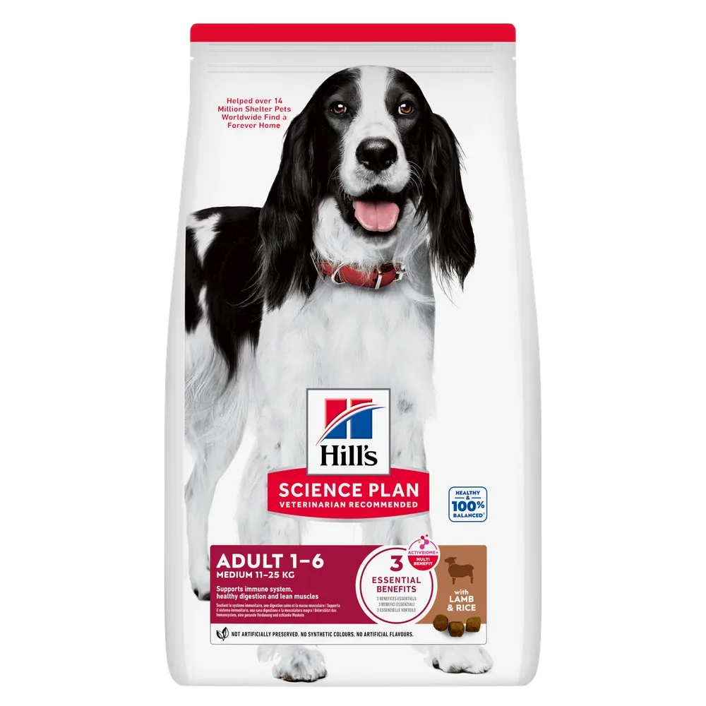 Hill's Science Plan Trockennahrung für Hunde, Medium Adult mit Lamm und Reis 14 kg