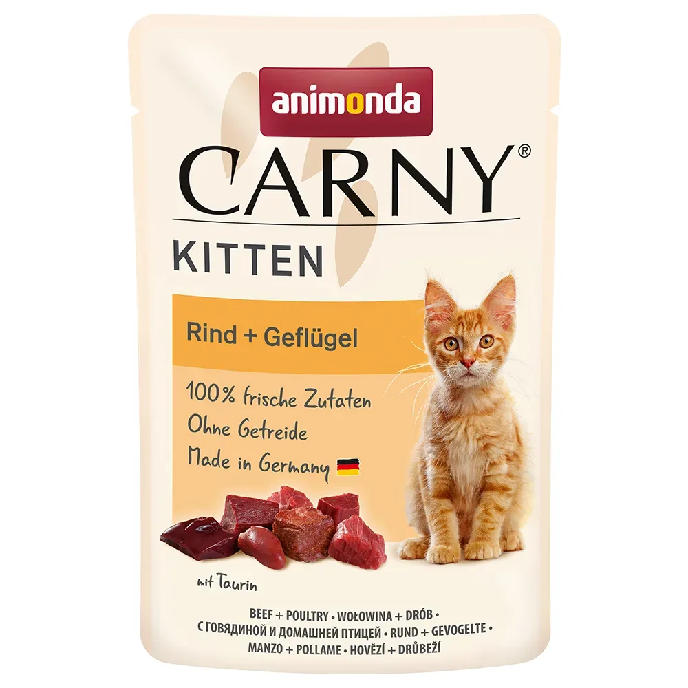 animonda Carny Kitten Pouch 12 x 85 g - Baby-Paté mit Rinderbrühe