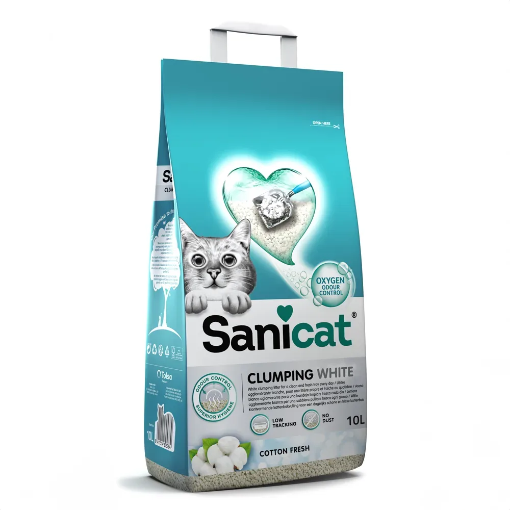 Sanicat Klumpende Katzenstreu mit frischem Baumwollduft - Sparpaket 2 x 10 l
