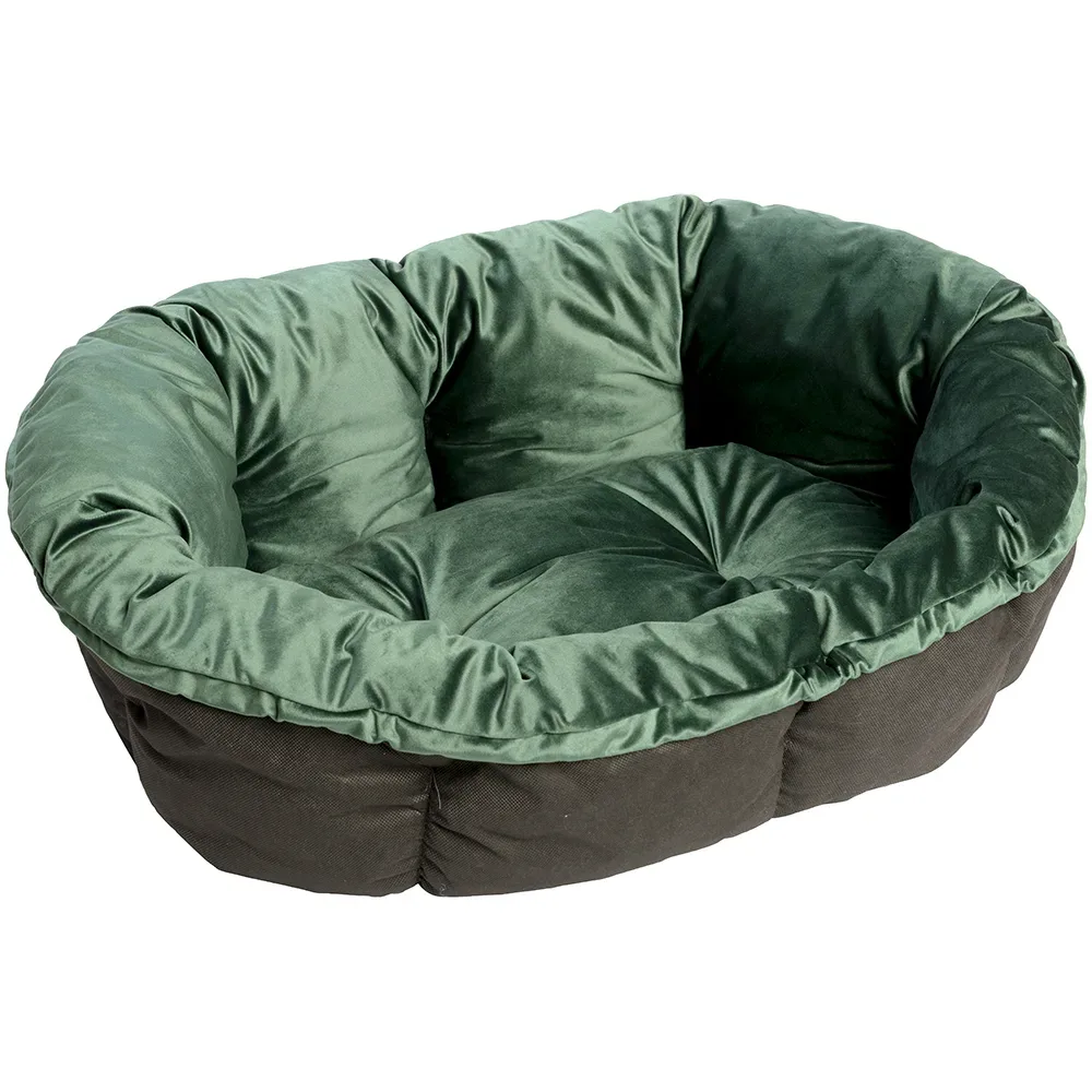 Überzug Samt grün für Ferplast Korb Siesta Deluxe (ohne Korb) - Grösse 8: L 85 x B 62 x H 28,5 cm