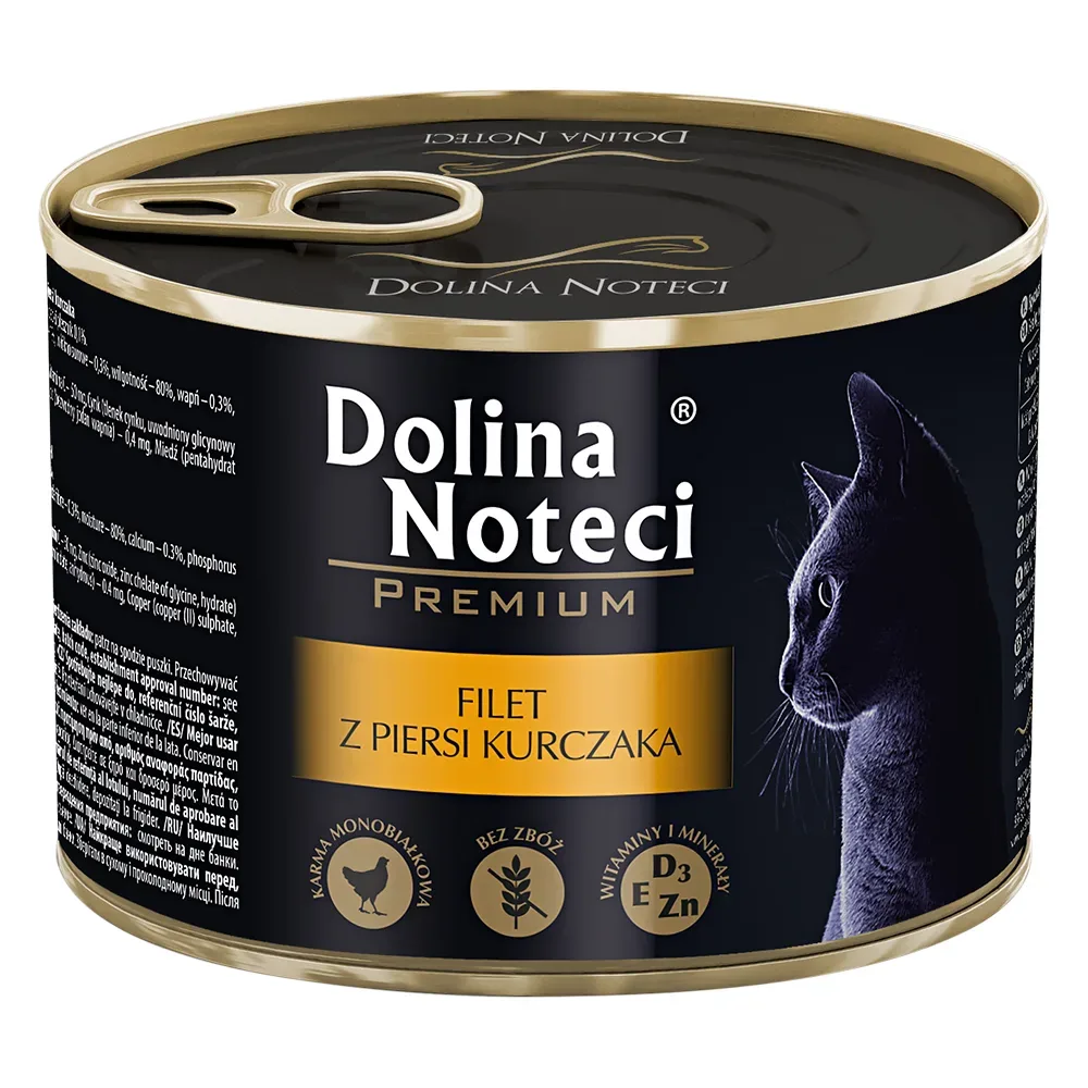 Sparpaket Dolina Noteci Premium Katze 24 x 185 g - Hähnchenbrustfilet