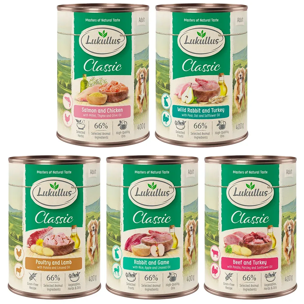Sparpaket Lukullus Naturkost 24 x 400 g - Adult Mixpaket (5 Sorten)