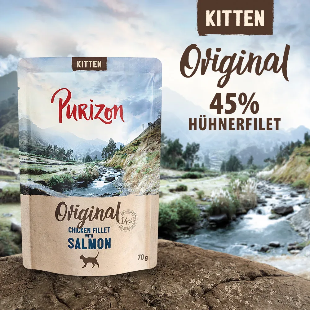 Purizon Kitten 24 x 70 g - getreidefrei - Hühnerfilet mit Lachs